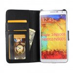 Wholesale Note 3 Simple Leather Wallet Case with Stand (Black)